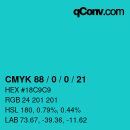 Color code: CMYK 88 / 0 / 0 / 21 | qconv.com