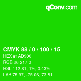 カラーコード: CMYK 88 / 0 / 100 / 15 | qconv.com