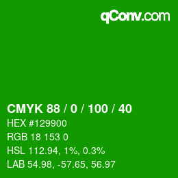 Farbcode: CMYK 88 / 0 / 100 / 40 | qconv.com