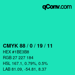 Color code: CMYK 88 / 0 / 19 / 11 | qconv.com