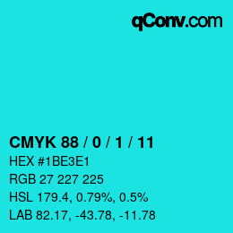 Color code: CMYK 88 / 0 / 1 / 11 | qconv.com