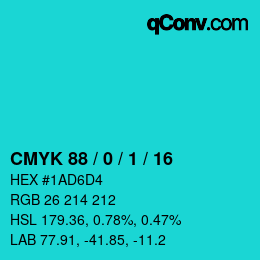 Color code: CMYK 88 / 0 / 1 / 16 | qconv.com