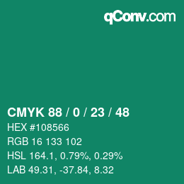 Color code: CMYK 88 / 0 / 23 / 48 | qconv.com