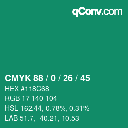 Color code: CMYK 88 / 0 / 26 / 45 | qconv.com