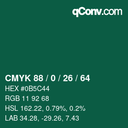 Farbcode: CMYK 88 / 0 / 26 / 64 | qconv.com