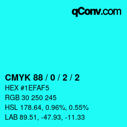 カラーコード: CMYK 88 / 0 / 2 / 2 | qconv.com