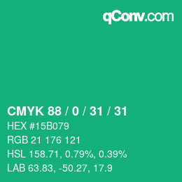 Color code: CMYK 88 / 0 / 31 / 31 | qconv.com