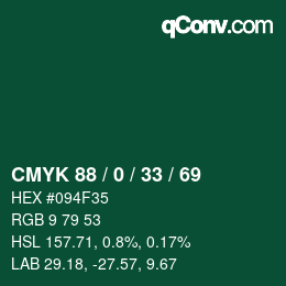 Color code: CMYK 88 / 0 / 33 / 69 | qconv.com