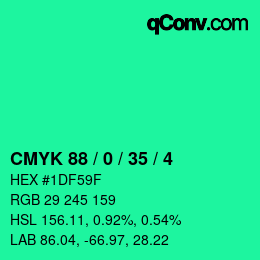 Color code: CMYK 88 / 0 / 35 / 4 | qconv.com