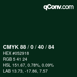 颜色代码: CMYK 88 / 0 / 40 / 84 | qconv.com