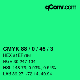 Color code: CMYK 88 / 0 / 46 / 3 | qconv.com