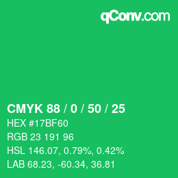 Color code: CMYK 88 / 0 / 50 / 25 | qconv.com