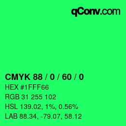 Color code: CMYK 88 / 0 / 60 / 0 | qconv.com