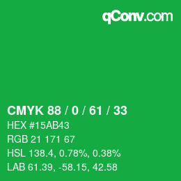 颜色代码: CMYK 88 / 0 / 61 / 33 | qconv.com