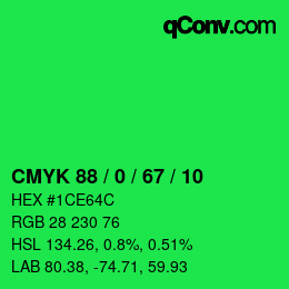 Color code: CMYK 88 / 0 / 67 / 10 | qconv.com