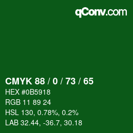 Farbcode: CMYK 88 / 0 / 73 / 65 | qconv.com