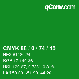 Color code: CMYK 88 / 0 / 74 / 45 | qconv.com
