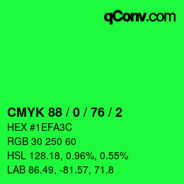 Color code: CMYK 88 / 0 / 76 / 2 | qconv.com