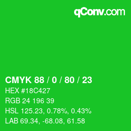 颜色代码: CMYK 88 / 0 / 80 / 23 | qconv.com
