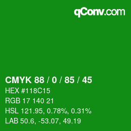Color code: CMYK 88 / 0 / 85 / 45 | qconv.com