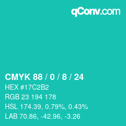 Color code: CMYK 88 / 0 / 8 / 24 | qconv.com