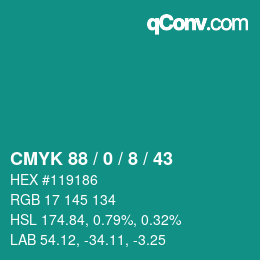 Color code: CMYK 88 / 0 / 8 / 43 | qconv.com