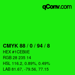Farbcode: CMYK 88 / 0 / 94 / 8 | qconv.com