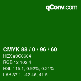 Color code: CMYK 88 / 0 / 96 / 60 | qconv.com