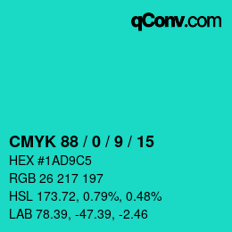 Color code: CMYK 88 / 0 / 9 / 15 | qconv.com