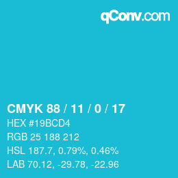 Color code: CMYK 88 / 11 / 0 / 17 | qconv.com