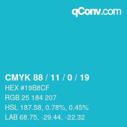 Color code: CMYK 88 / 11 / 0 / 19 | qconv.com