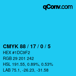 Código de color: CMYK 88 / 17 / 0 / 5 | qconv.com