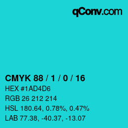 Color code: CMYK 88 / 1 / 0 / 16 | qconv.com
