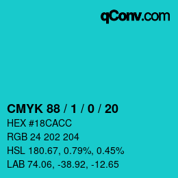 Color code: CMYK 88 / 1 / 0 / 20 | qconv.com