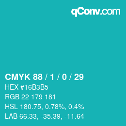 Color code: CMYK 88 / 1 / 0 / 29 | qconv.com