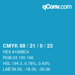 Color code: CMYK 88 / 21 / 0 / 23 | qconv.com