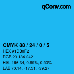 カラーコード: CMYK 88 / 24 / 0 / 5 | qconv.com