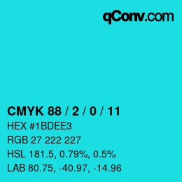 颜色代码: CMYK 88 / 2 / 0 / 11 | qconv.com