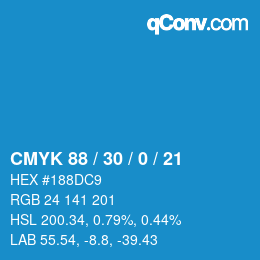 颜色代码: CMYK 88 / 30 / 0 / 21 | qconv.com