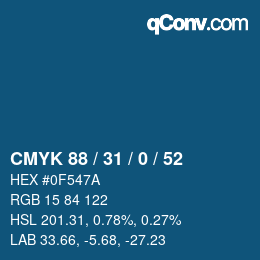 Color code: CMYK 88 / 31 / 0 / 52 | qconv.com