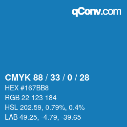 颜色代码: CMYK 88 / 33 / 0 / 28 | qconv.com