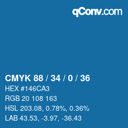 カラーコード: CMYK 88 / 34 / 0 / 36 | qconv.com