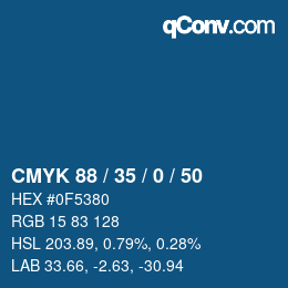 カラーコード: CMYK 88 / 35 / 0 / 50 | qconv.com