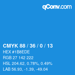 カラーコード: CMYK 88 / 36 / 0 / 13 | qconv.com