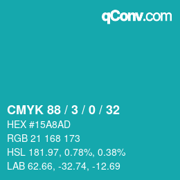 Color code: CMYK 88 / 3 / 0 / 32 | qconv.com