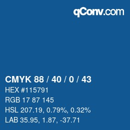 カラーコード: CMYK 88 / 40 / 0 / 43 | qconv.com