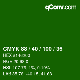 Code couleur: CMYK 88 / 40 / 100 / 36 | qconv.com