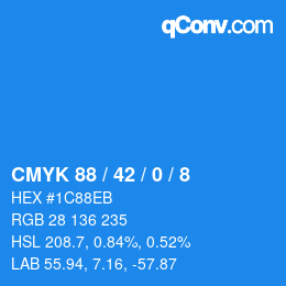 カラーコード: CMYK 88 / 42 / 0 / 8 | qconv.com