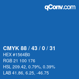 Farbcode: CMYK 88 / 43 / 0 / 31 | qconv.com