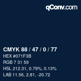 Color code: CMYK 88 / 47 / 0 / 77 | qconv.com